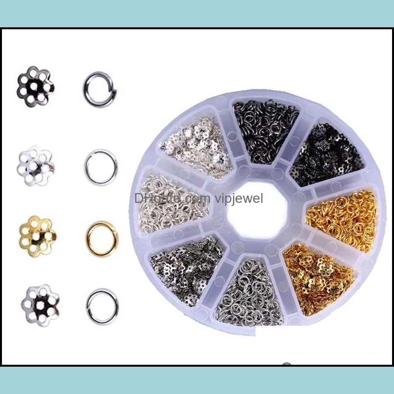 flower bead caps mixed charms pendants diy for jewelry making and crafting open jump rings findings kits g184l