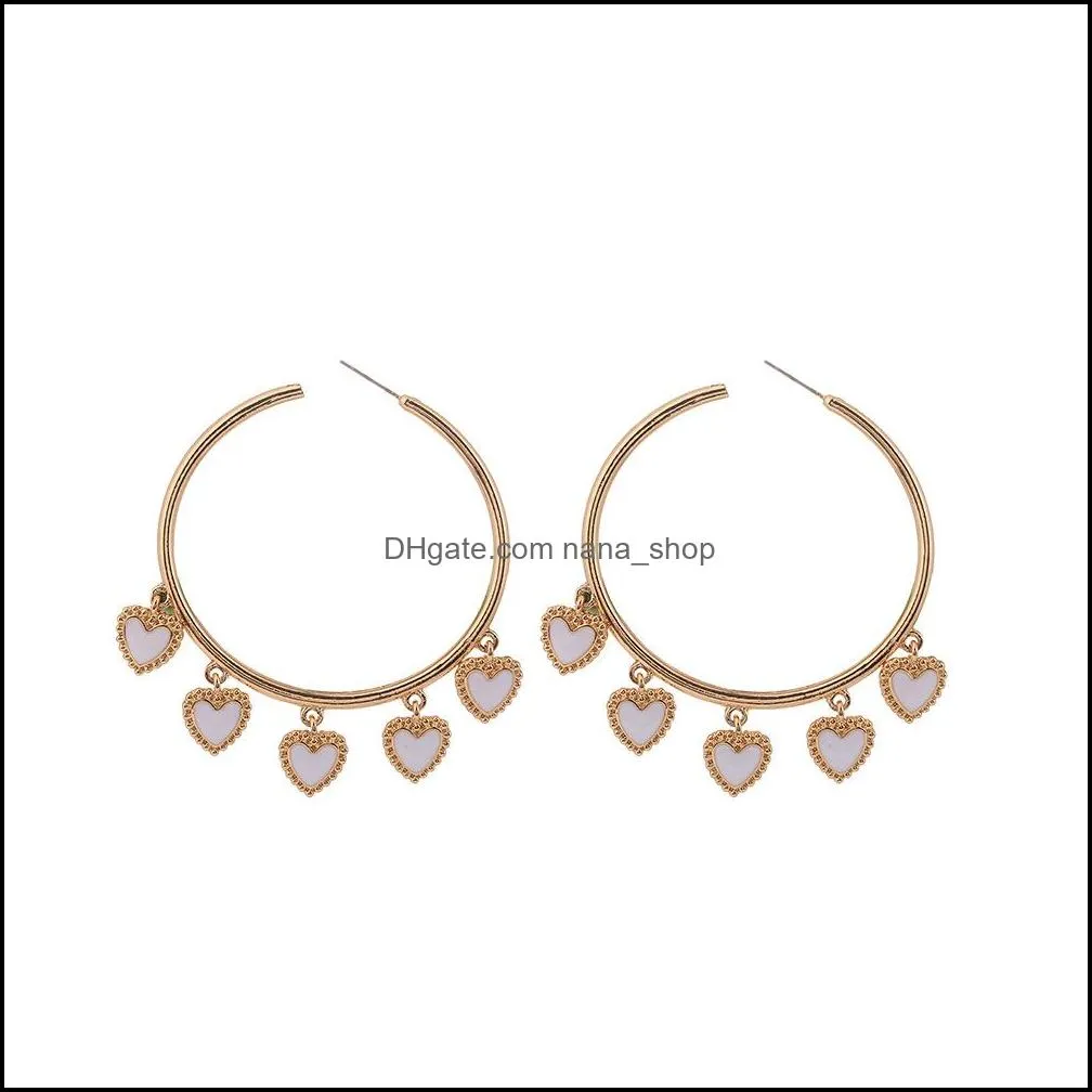 arrivals fashion large circle earrings enamel heart tassel earrings for women hoop earrings party jewelry wholesale