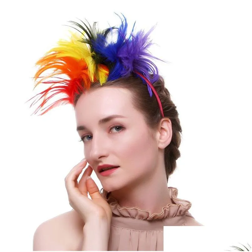 party favor woman feather hair hoop bride head band reusable party formal hat headwear opp package with high quality 14dx j1