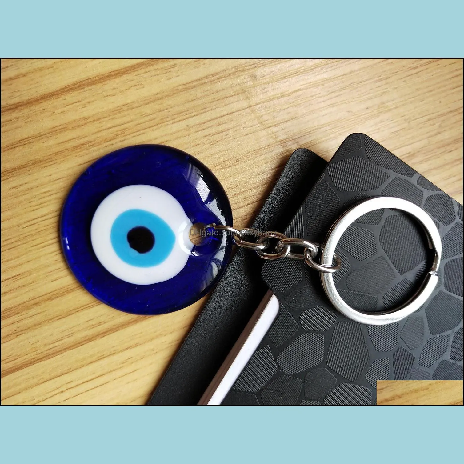 fashion lucky turkish greek blue eye keychain charm pendant gift fit jewelry diy car key chains ring holder accessories