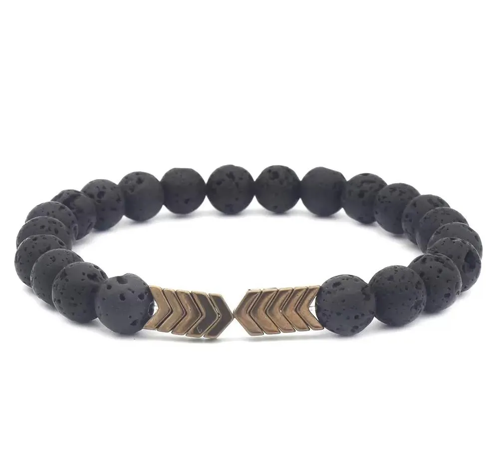 8colors magnet arrow black lava stone bracelet diy aromatherapy  oil diffuser bracelet for women men