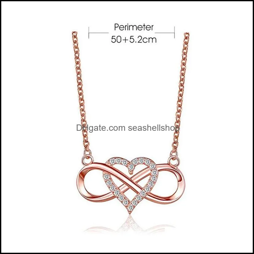 fashion pendant golden heartshaped lucky 8 diamond love heart necklace jewelry
