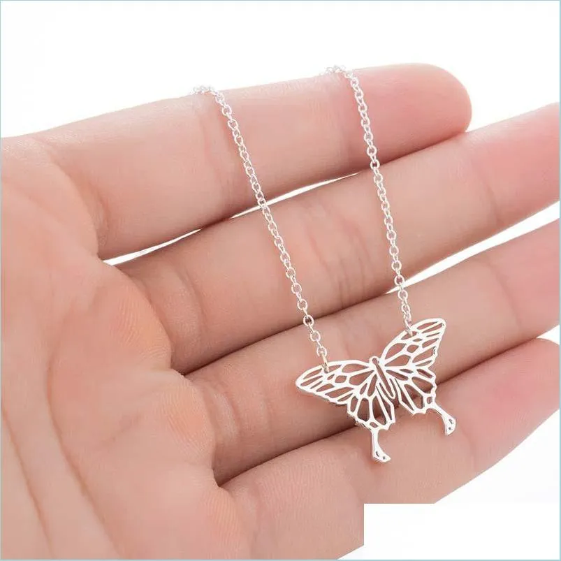 stainless steel butterfly necklaces fashion european animal pendant necklace clavicle chain jewelry holiday gifts wholesale