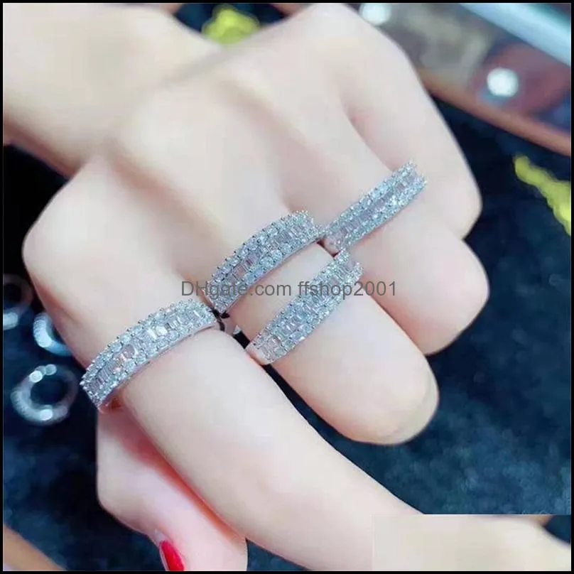 wedding rings ins fashion temperament s925 pure silver full diamond cubic zirconia row ring for women 3603 q2