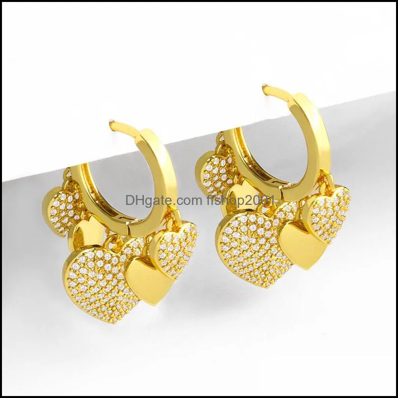 hoop huggie threegraces fashion cubic zirconia 585 gold cute tassel star love heart earrings for ladies trendy summer jewelry 3434