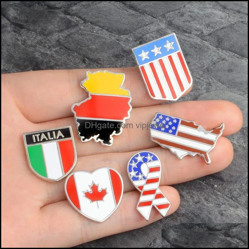 national flags enamel brooches canadian american german italian flag lapel pin button clothes collar brooch badge fashion jewelry gift