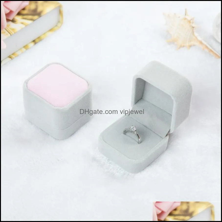 fashion velvet jewelry boxes cases for only rings stud earrings 12 color jewelry gift packaging display size 5cmx4.5cmx4cm