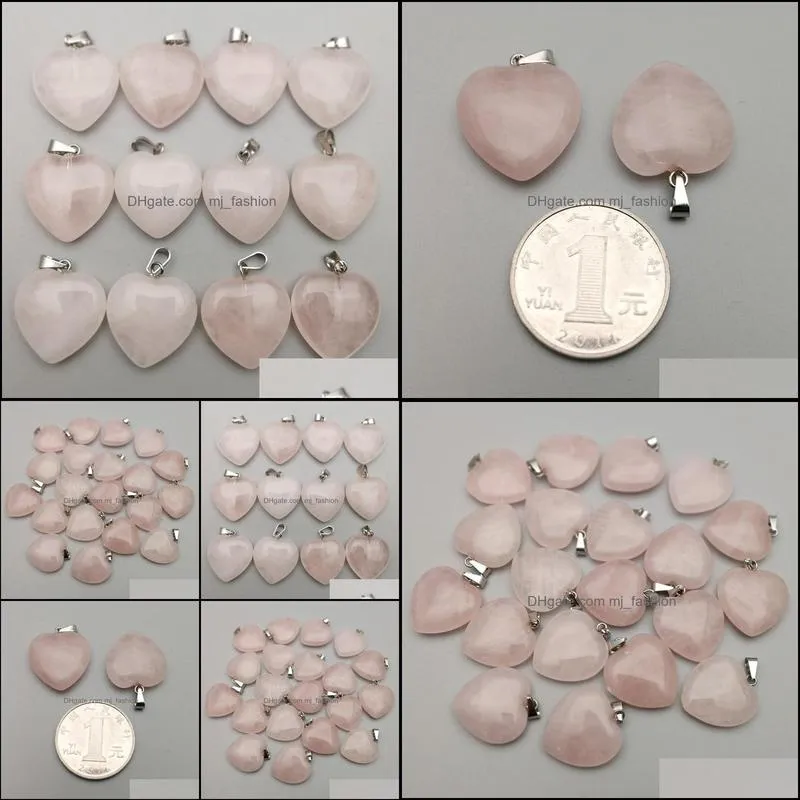 natural stone 20mm heart rose quartz l pendant charms diy for necklace earrings jewelry making