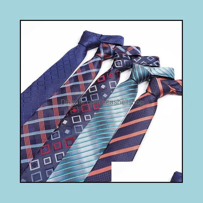 stripe 8cm neck ties jacquard plaid necktie accessories daily wear cravat wedding party gift for man