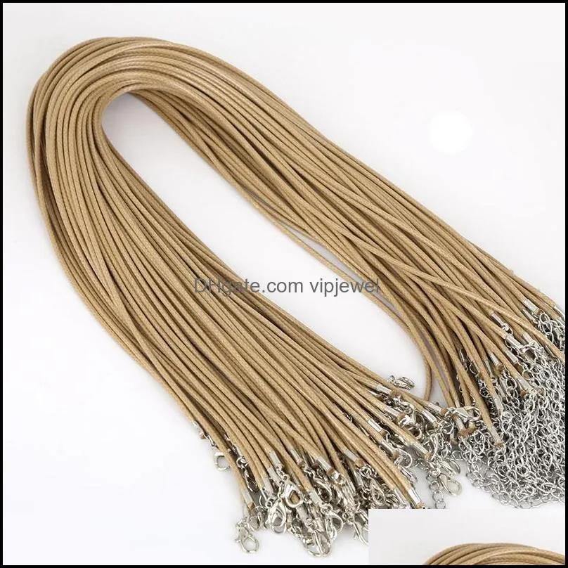2mm colorful snake wax leather necklaces cord string rope wire extender chain fashion diy jewelry findings in bulk