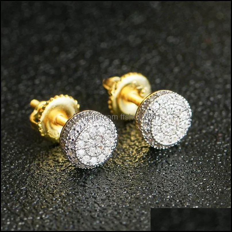 925 sterling silver earrings mens hip hop jewelry iced out diamond stud earrings style fashion earings gold silver women accessories 3729