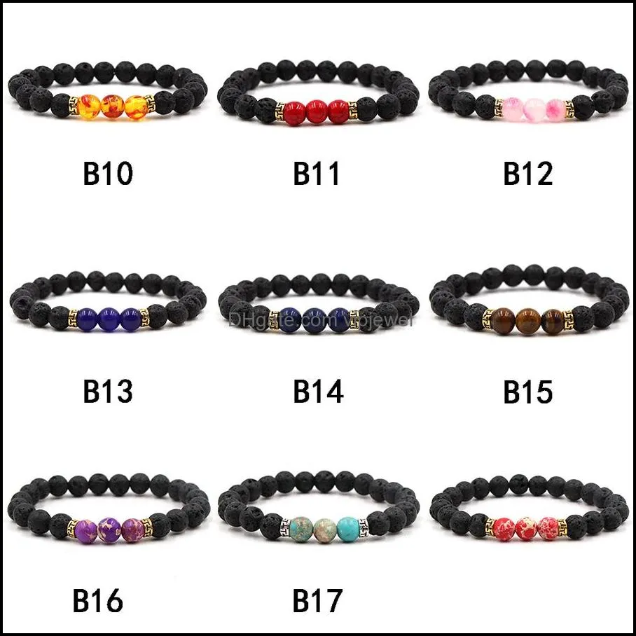  lava rock stone beads bracelet chakra charm natural stone essential oil diffuser beads chain for women men fashion crafts jewelry
