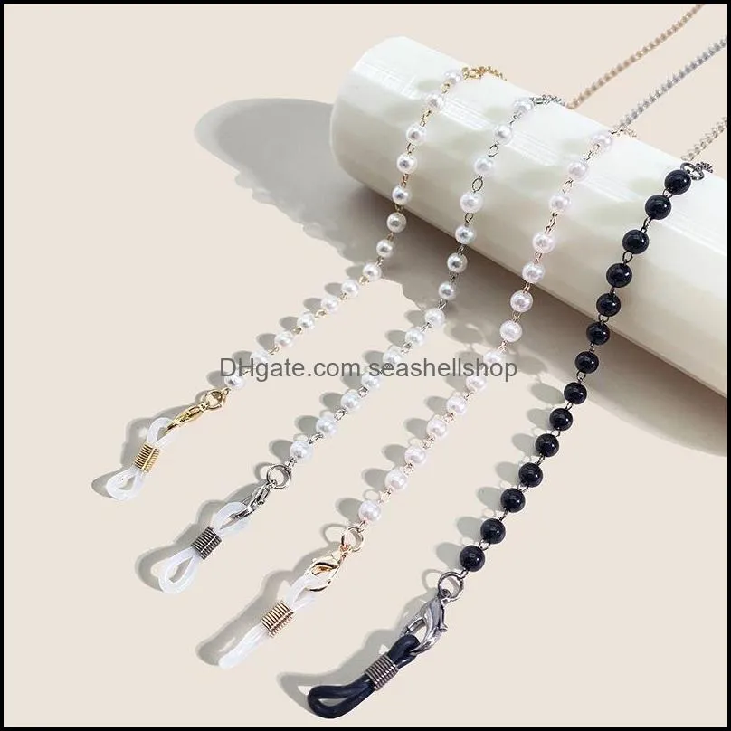 women eyeglasses chains fashion metal glasses lanyard girl pearl mask strap trendy acrylic nonslip mask chain sunglasses cord