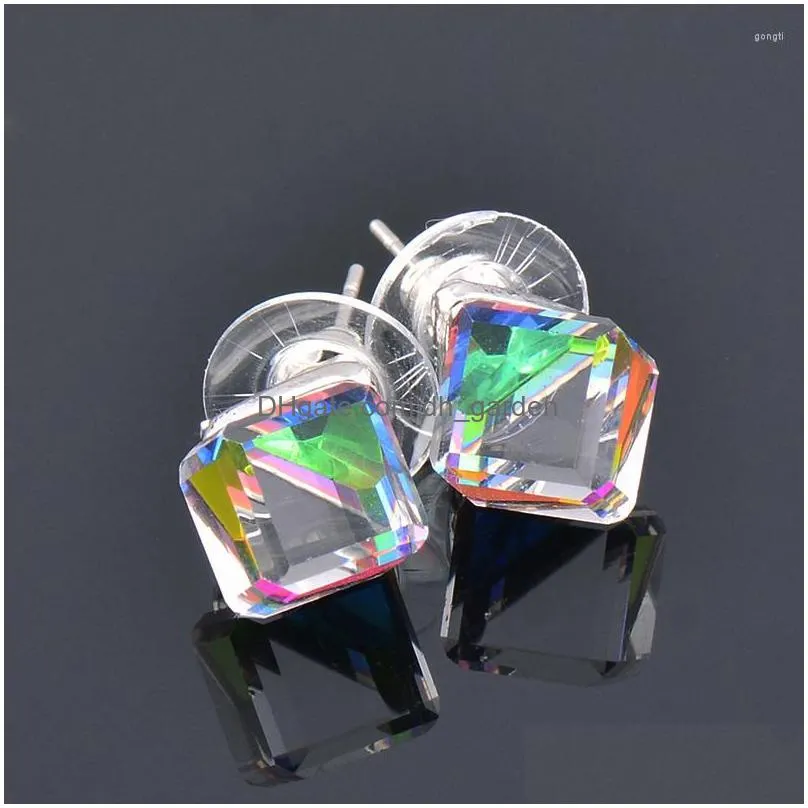 stud earrings sinleery 2022 fashion korean cube crystal for women wedding earring jewelry gift zd1 ssk
