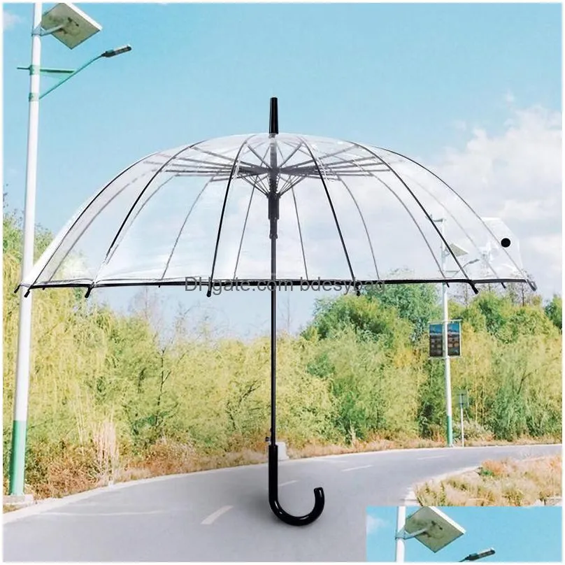 umbrellas transparent umbrellas women semi automatic long handle umbrella high strength eco friendly outdoor supplies fashion pratical article 16hj