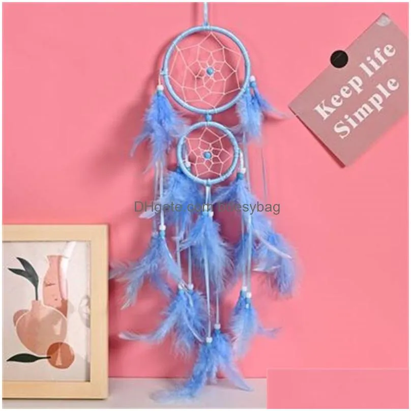 arts and crafts colorful wool dream catcher wind chime net home furnishing indoor trend pendant ornament wall hanging feather arrival 10 5xr