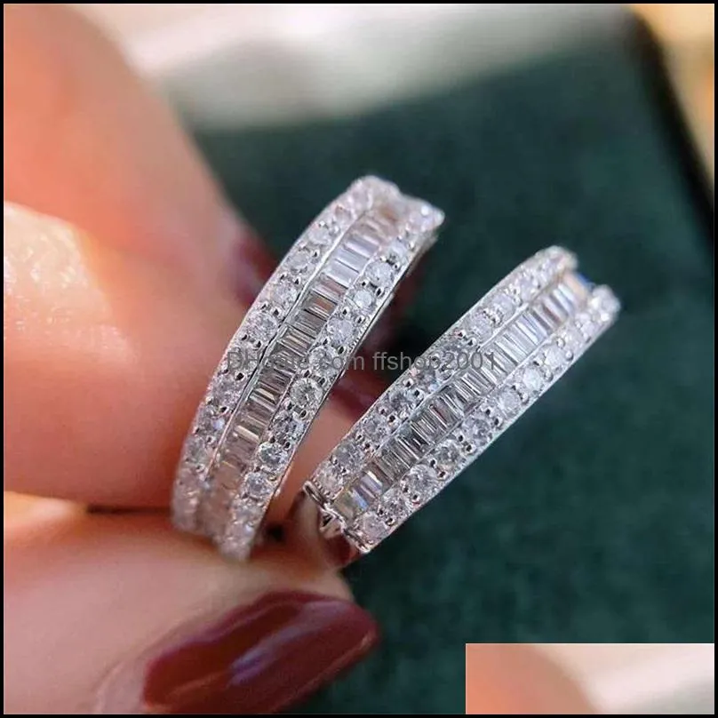 wedding rings ins fashion temperament s925 pure silver full diamond cubic zirconia row ring for women 3603 q2