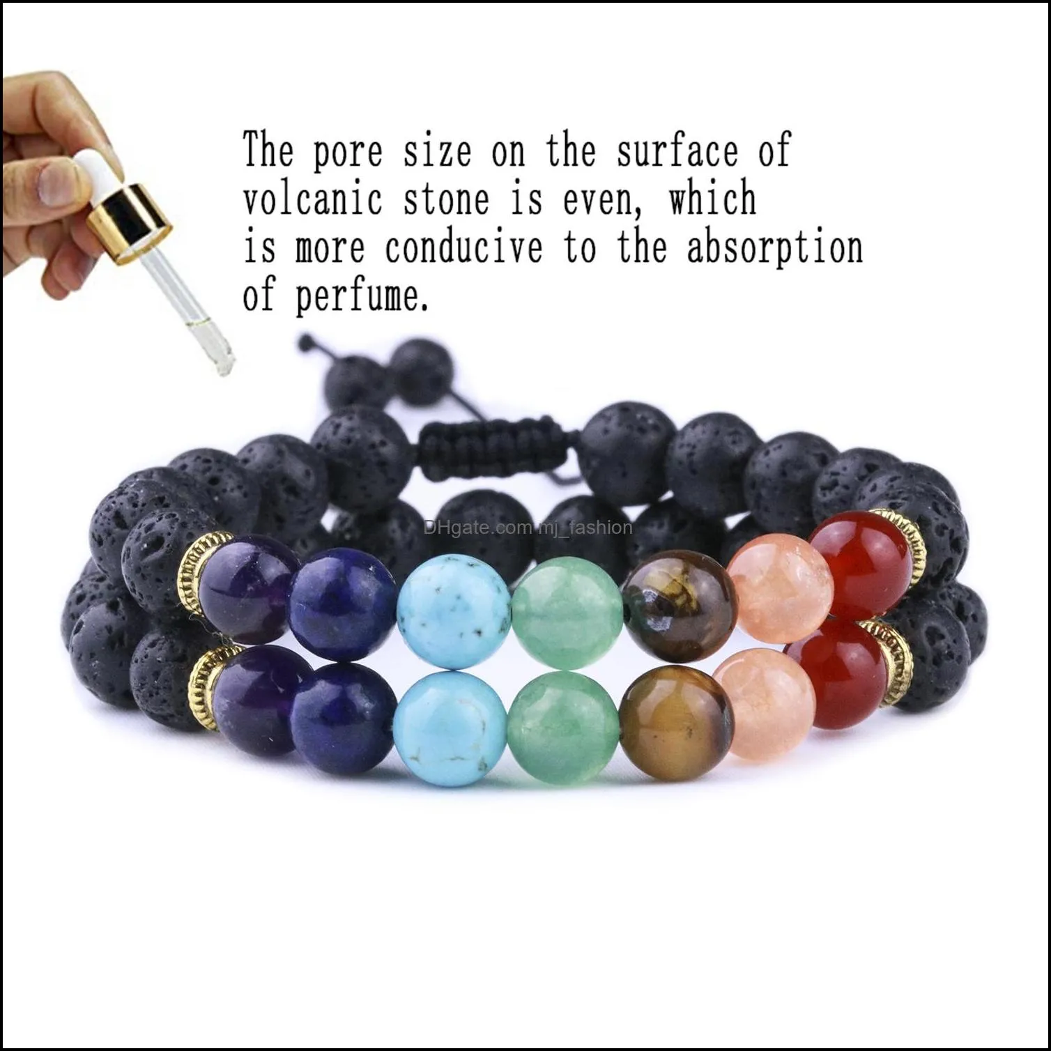8mm natural stone black lava stone weave 7 chakra healing bracelets aromatherapy essential oil diffuser bracelet for women men jewelry