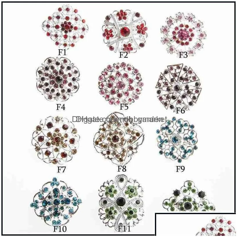 pins brooches jewelry 24pcs clear crystal rhinestones women bridal gold brooch pins for diy wedding bouquet kits drop delivery 2021