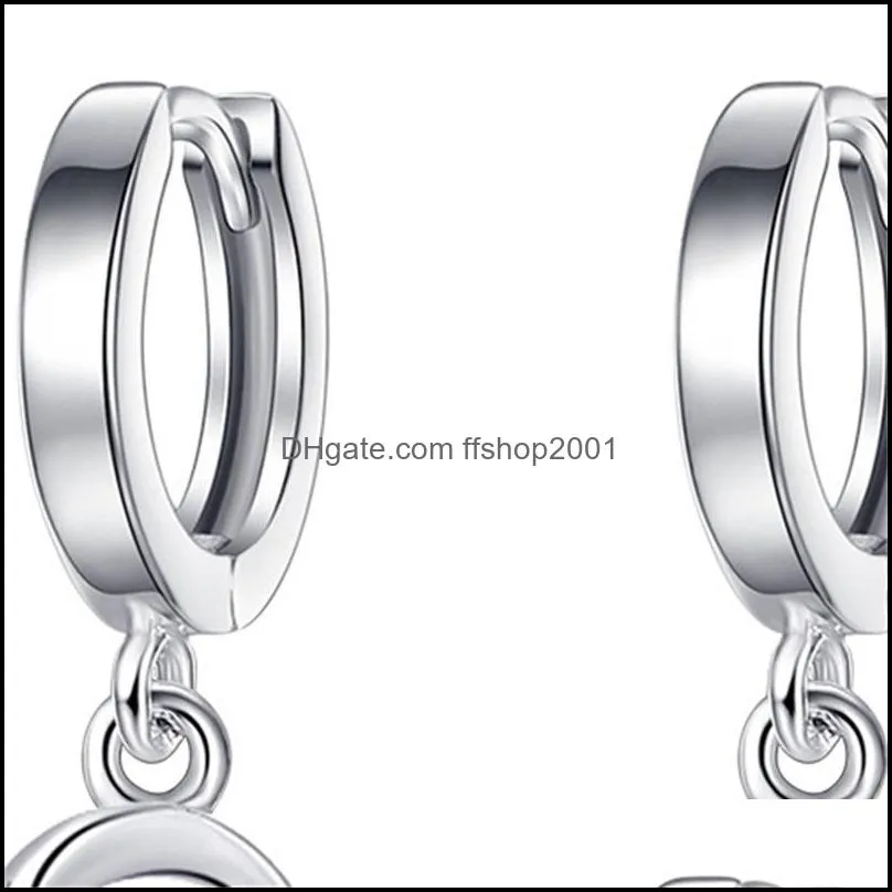 hoop huggie silver earring elegance double hearts for women wedding gift lady girl fashion jewelry 3577 q2