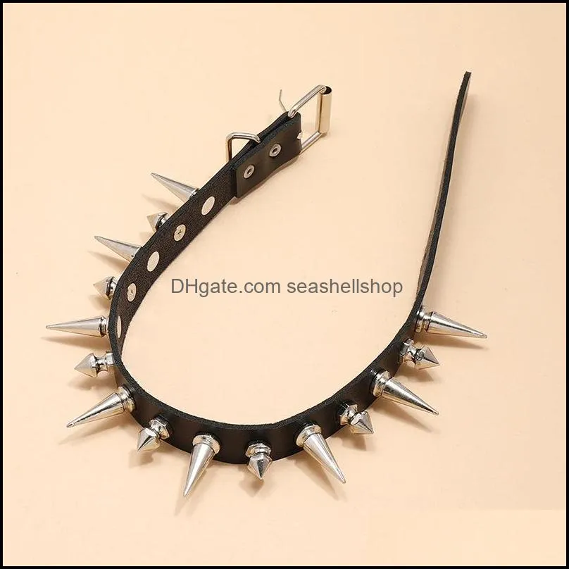 punk rock gothic choker women men pu leather silver color spike rivet stud collar necklace statement party jewelry