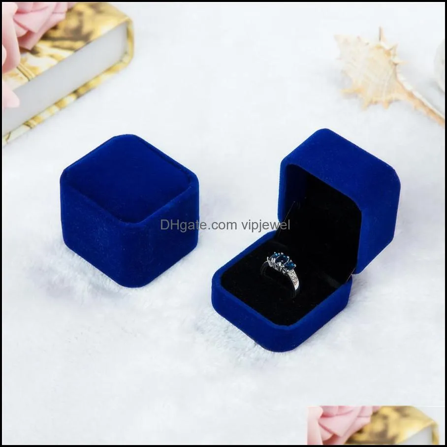 fashion velvet jewelry boxes cases for only rings stud earrings 12 color jewelry gift packaging display size 5cmx4.5cmx4cm