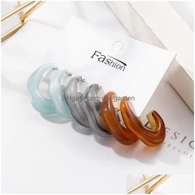 dangle earrings geometric acrylic hoop drop set for women fashion metal colorful resin 2022 trend jewelry gift