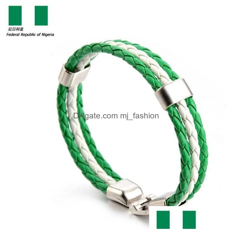 fashion jewelry national flag color leather bracelets for man woman pu leather bracelet