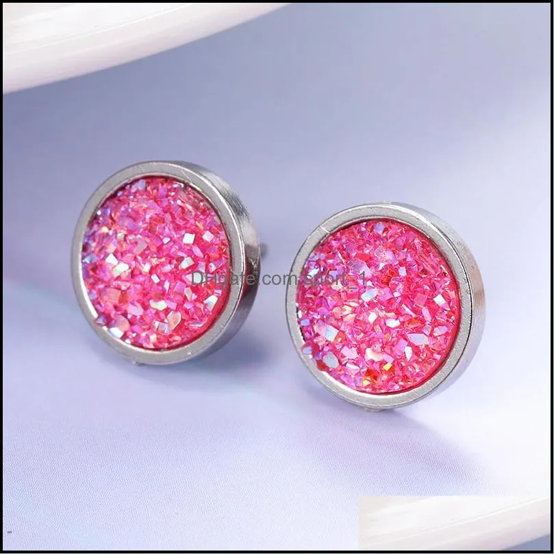  arrival stainless steel round stud earrings for women girls multi color resin elegant earring valentines day jewelry giftz