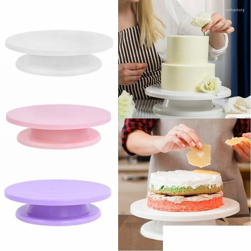 baking tools 28cm cake turntable stand decoration diy mold rotating stable antiskid round pastry table kitchen 8z