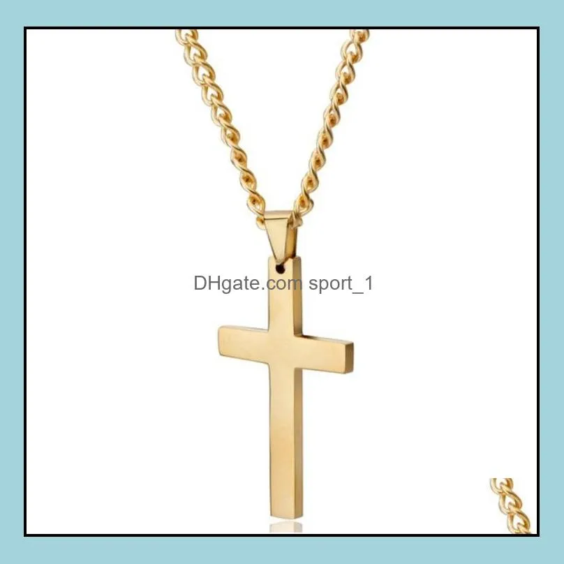 religious mens cross necklaces for male stainless steel crucifix pendant gold silver black chains fashion jewelry gift