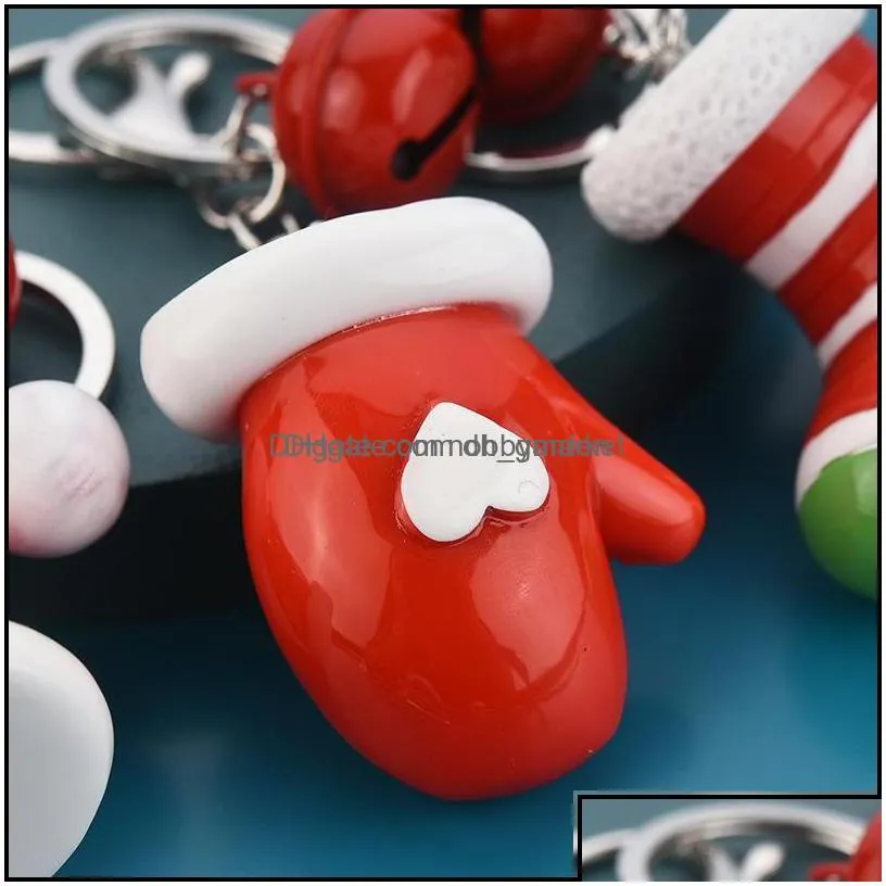key rings jewelry 2021 fashion keychain creative cartoon series old snowman christmas tree elk resin ring pendant bag aessories drop