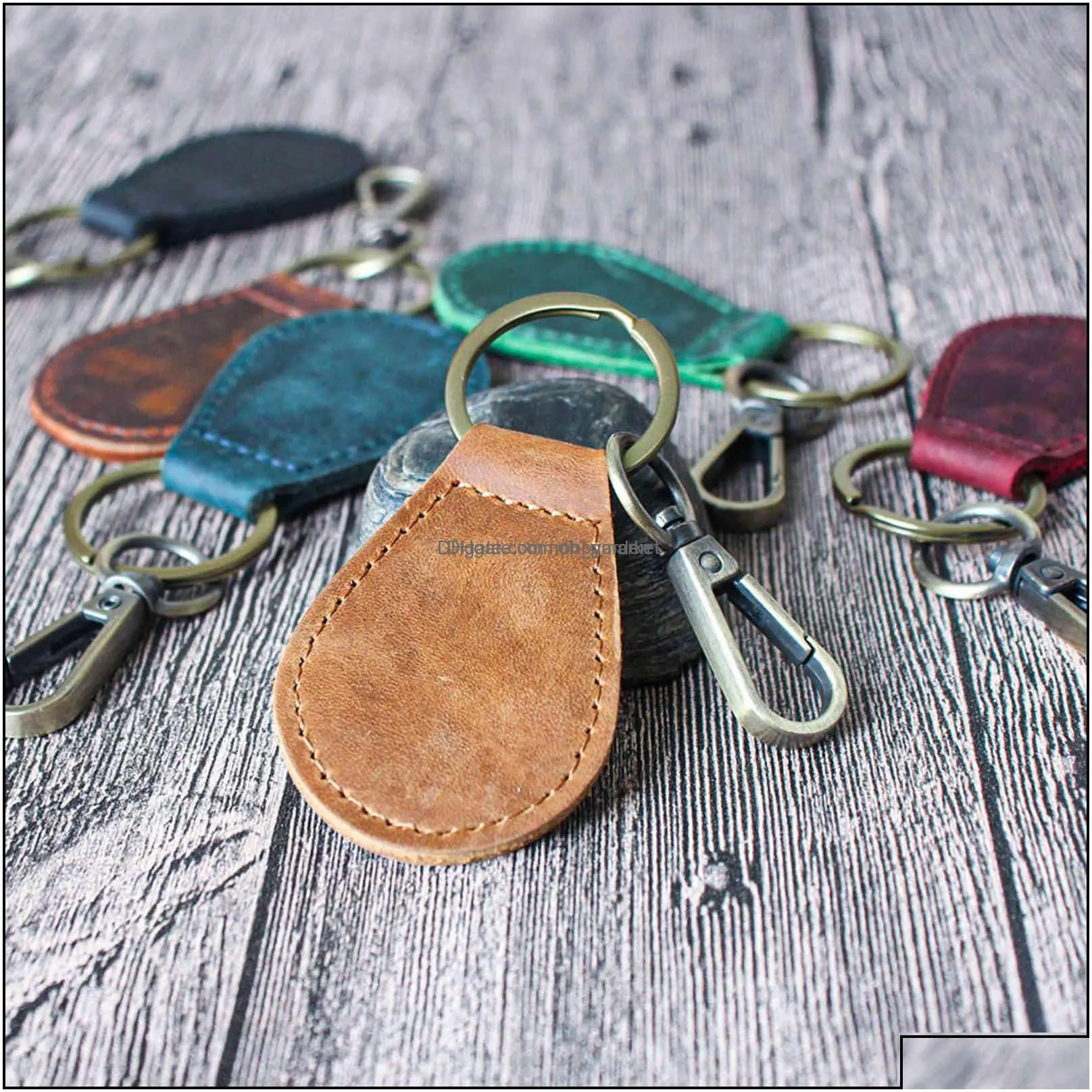 key rings jewelry boshiho handmade genuine leather chain custom keychain with metal aessories drop delivery 2021 yed9j
