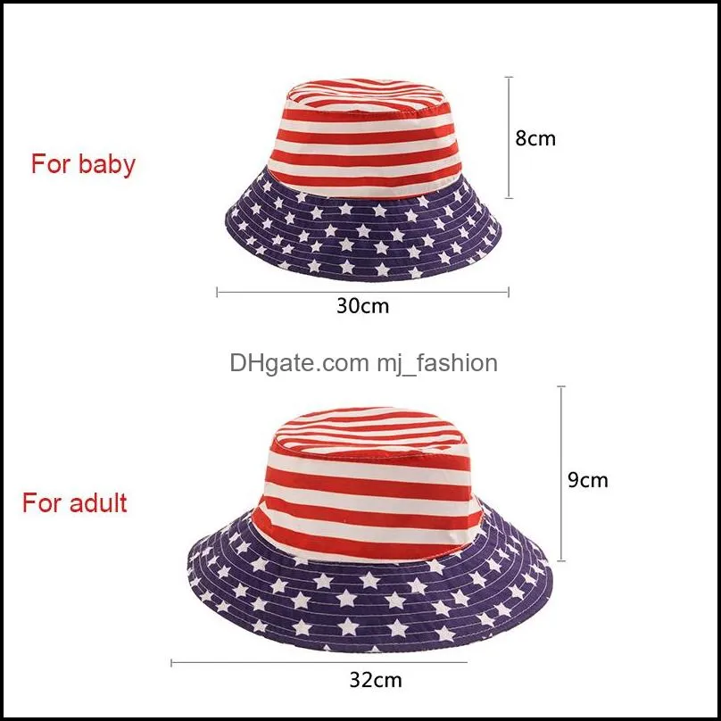 fashion street american flag fisherman hat cotton summer bucket cap baby men women sunscreen sun hats