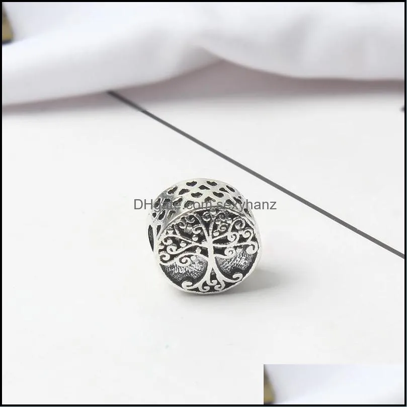 fashion 925 sterling silver diy fine like tree of life round shape beads fit original  charm bracelet jewelry making 562 q2