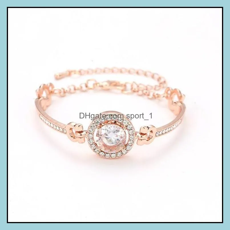 2019 classic 3 color round large crystal rhinestone charm shiny cuff opening bracelet for women fashion jewelry gift