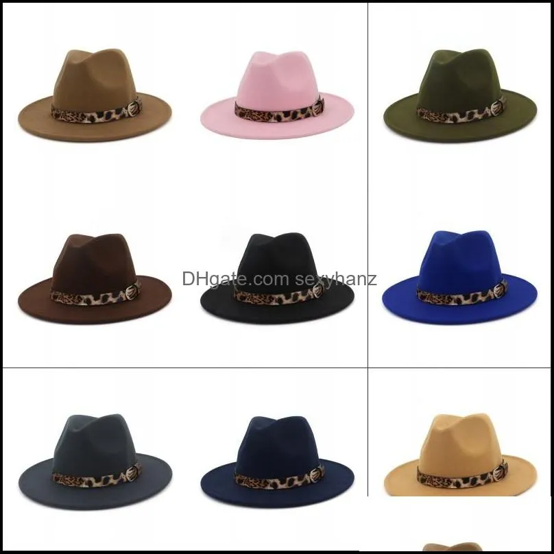 wide brim hats fashion trend women ladies wool felt fe hat leopard print panama casual formal party winter 3449 q2