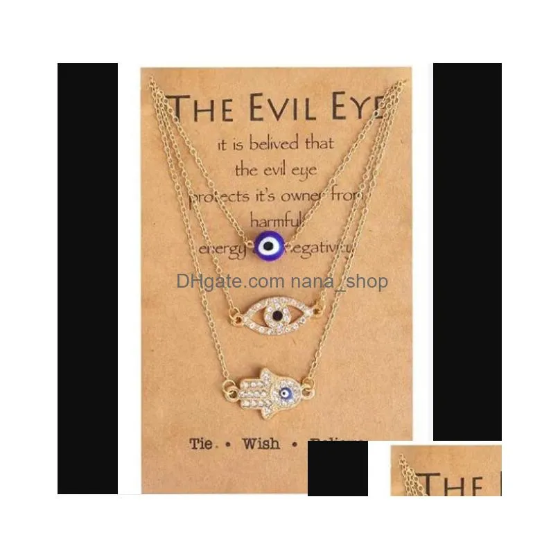 fashion jewelry multi layer evil eye choker necklace rhinstone blue eye pendant necklaces