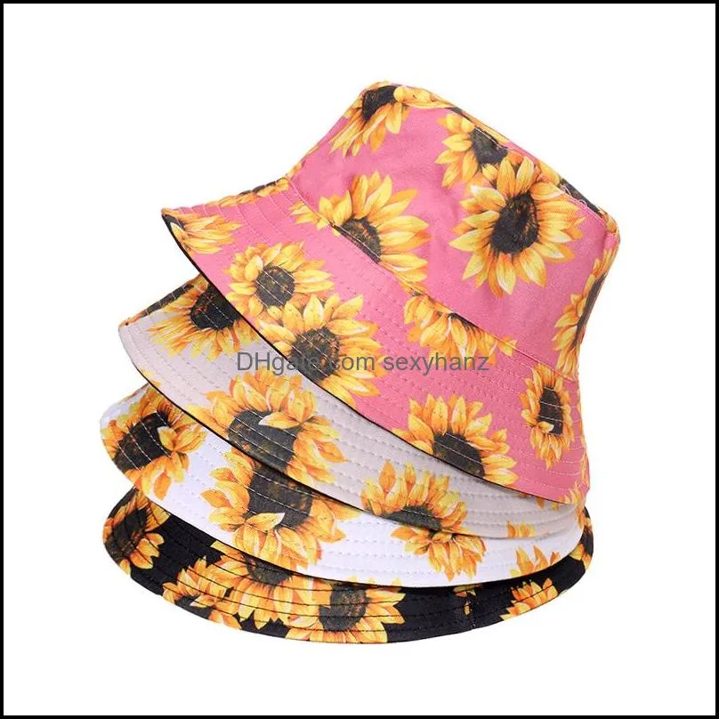 wide brim hats sunflower bucket hat in cotton fisherman cap travel sunhat outdoor panama for men women with flat top 3450 q2