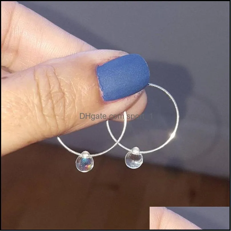 2020 trendy round gold silver hoop earrings the small glass crystal pendant earrings for women girls jewelry z
