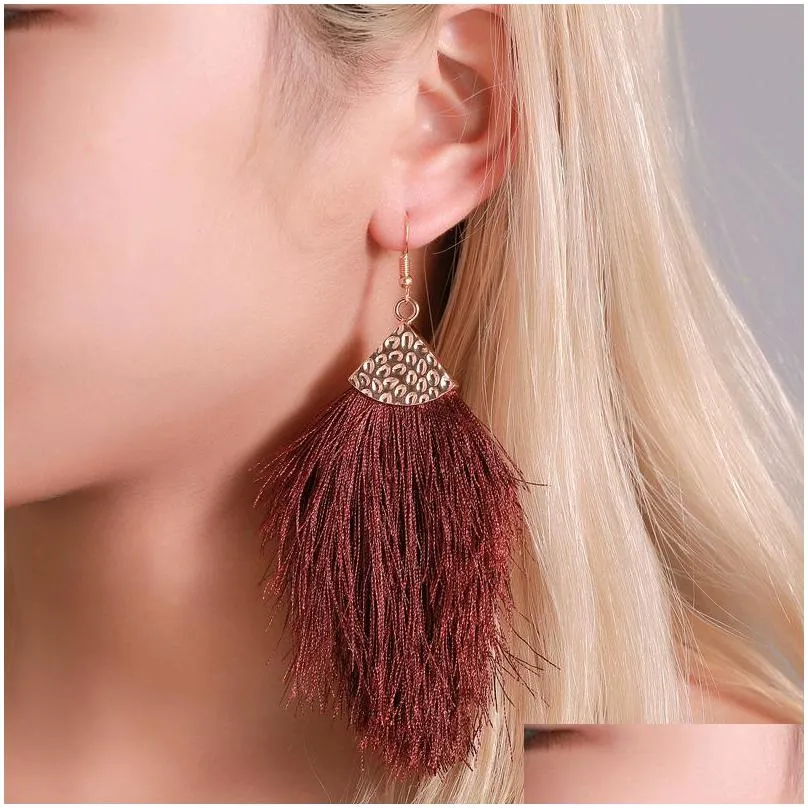 fashion jewelry tassel arrowhead earrings long feather pattern dangle earrings