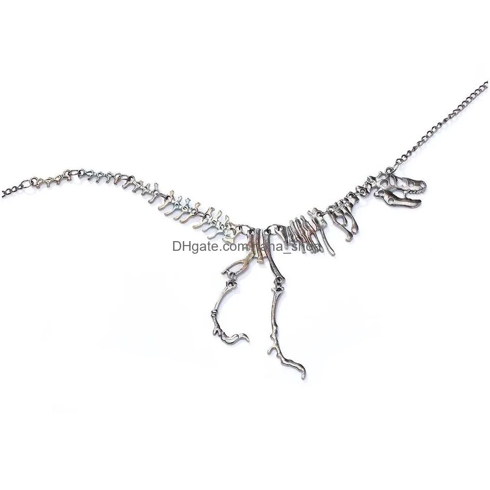 fashion jewelry splicing dinosaur pendant necklace exaggerated dinosaur skeleton necklace