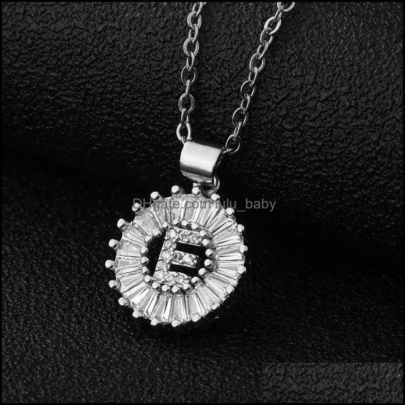 stainless steel crystal az chain fashion alphabet pendant necklace hip hop jewelry rhinestone letter necklaces dhs k21fa