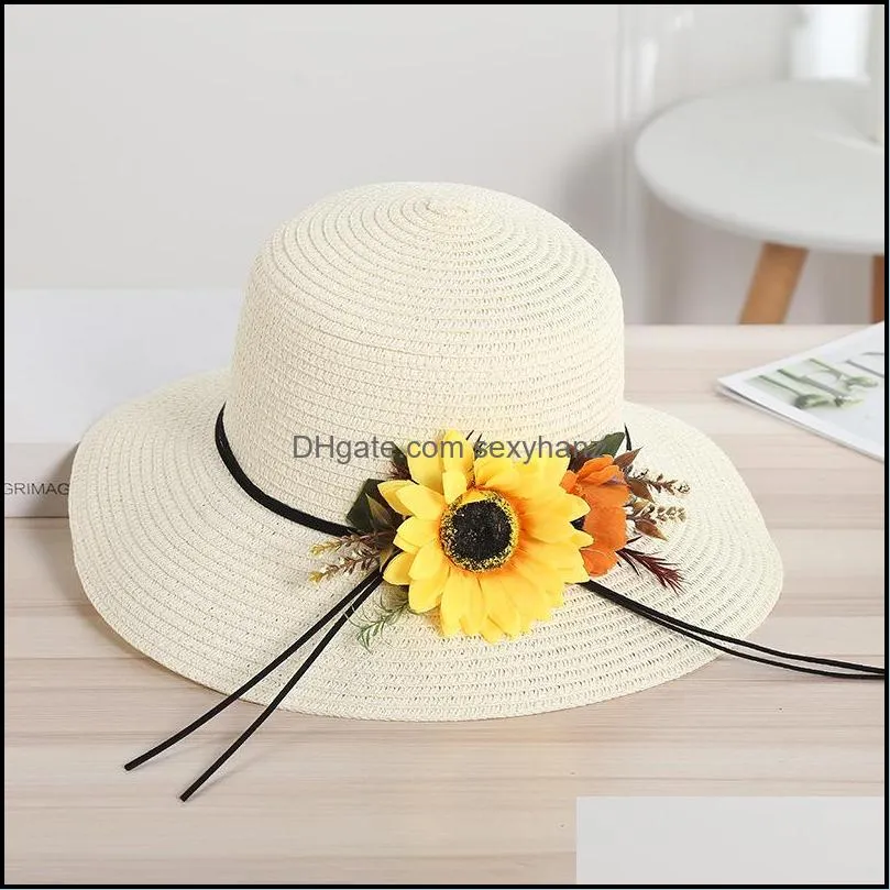 wide brim hats big straw panama hat summer beach caps female casual lady women flat bowknot cap girls sun 3448 q2