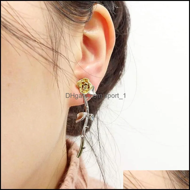  cute small flower stud earrings fashion multishape earrings for women girls gold rose color jewelry gift wholesalez