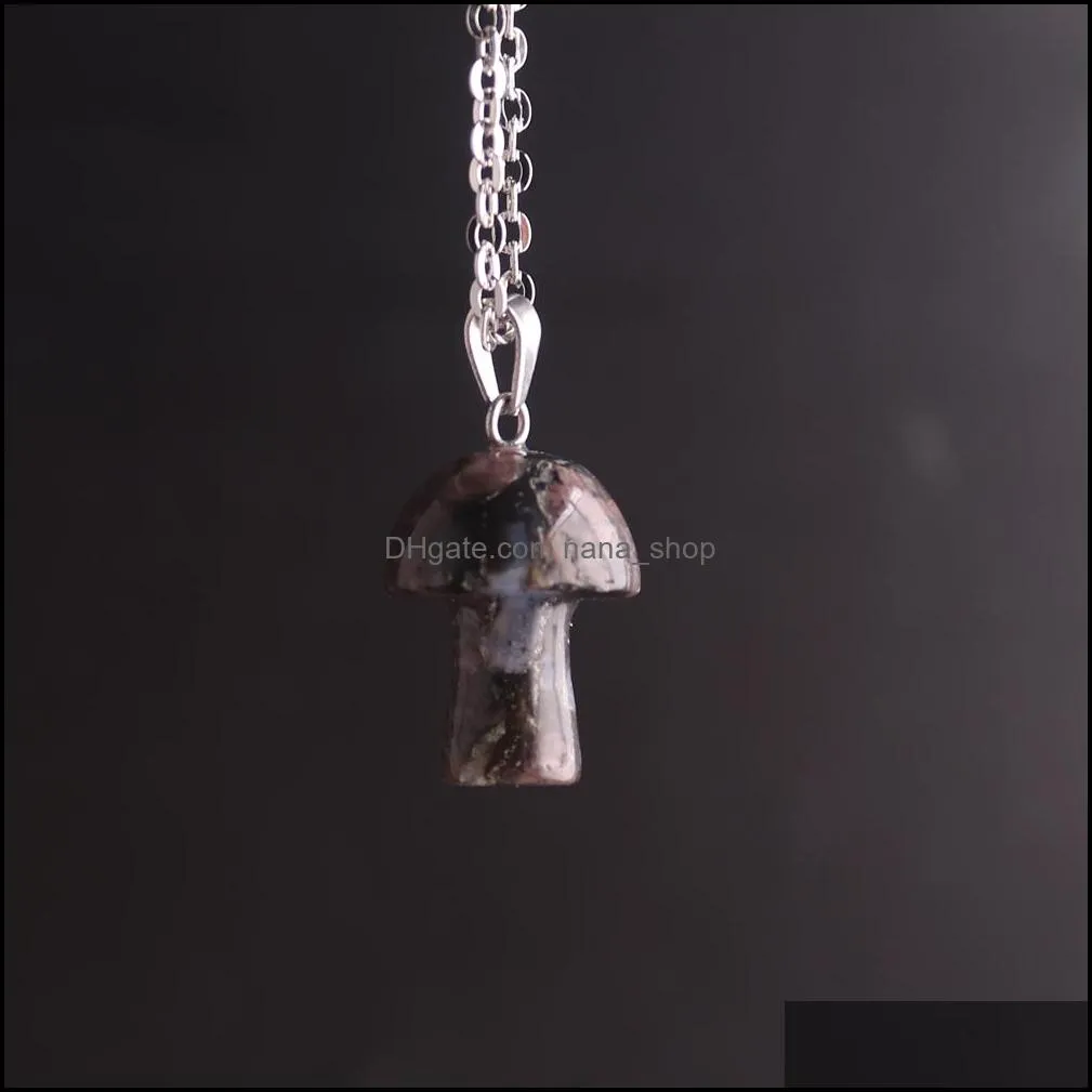 cute mushroom pendant necklace natural stone crystal quartz healing energy necklace for women neckale