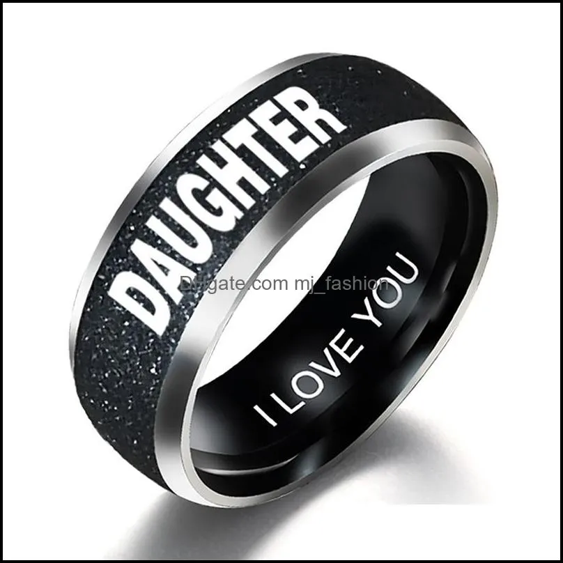 casual love mom dad son daughter stainless steel couple band ring wedding engagement rings for women