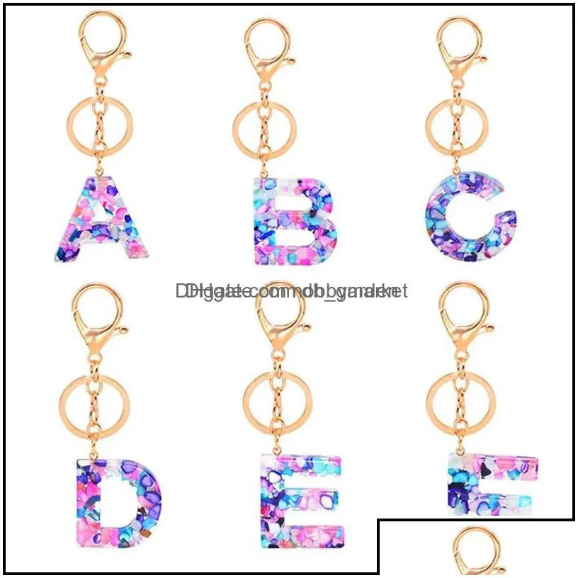 key rings jewelry fashion az letter keychain trendy creative colorf 26 english initial resin handbag keyring women gift drop delivery