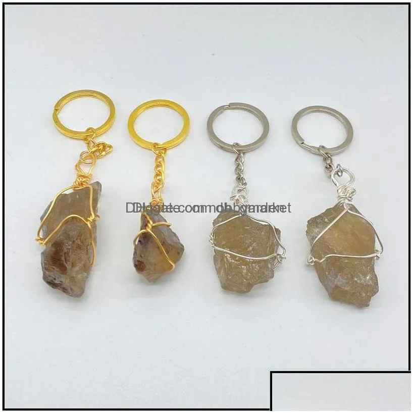 key rings jewelry irregar natural original stone crystal chakra keychains for women men fashion accessories car decor drop delivery 2021