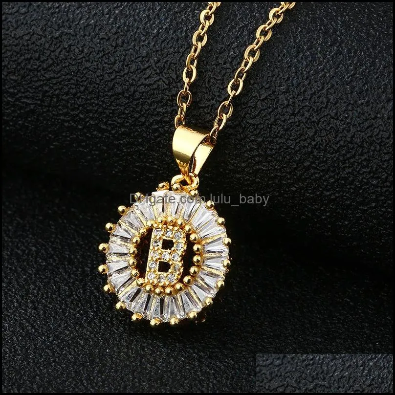 stainless steel crystal az chain fashion alphabet pendant necklace hip hop jewelry rhinestone letter necklaces dhs k21fa